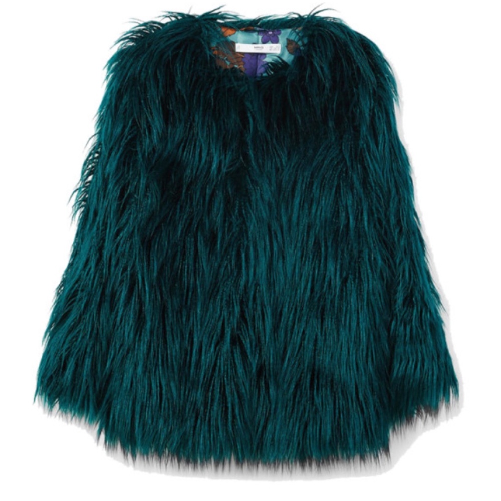 MNG Faux Mongolian Fur Coat/EUC/S/M/Emerald Green